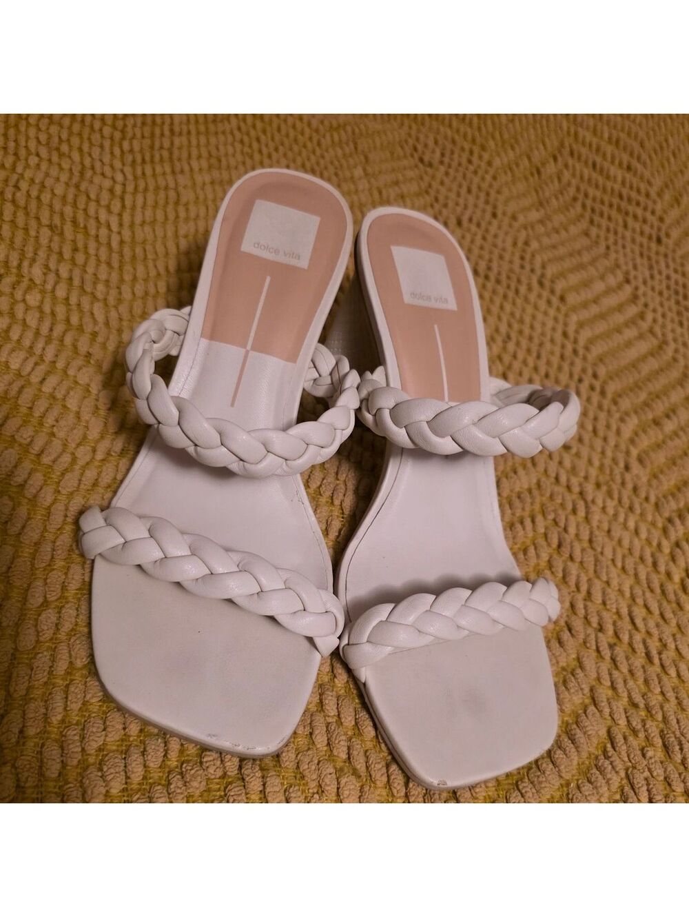 70% off retail - Dolce Vita Size 9.5 white braided heeled slide sandals